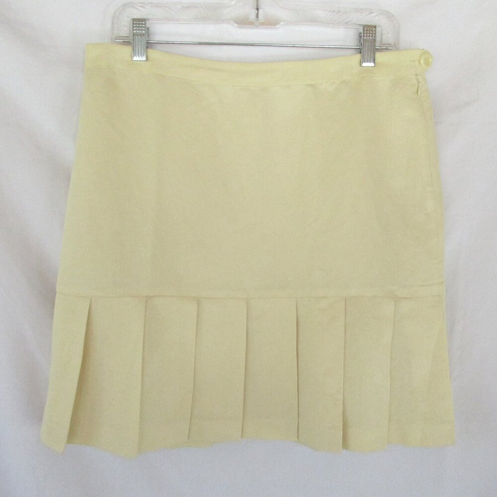 LOFT Ann Taylor skirt linen blend yellow Size 12 lined pleated hem